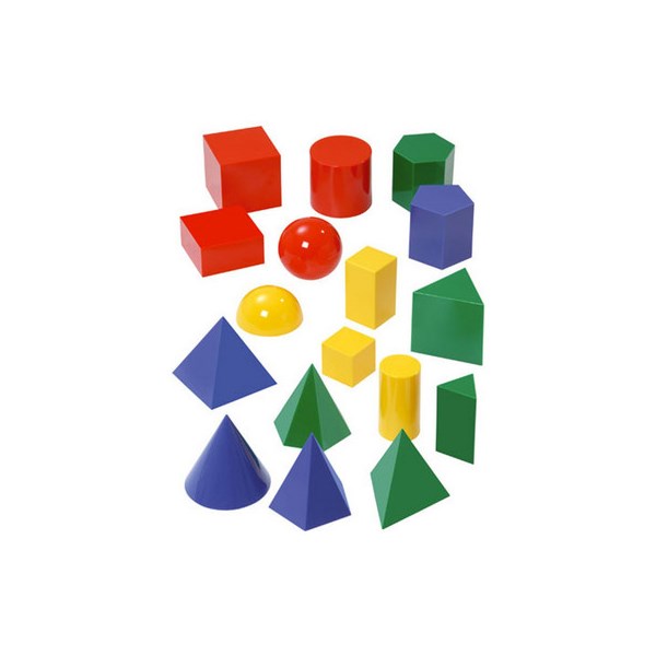 Satz mit 17 Geometrie-Körpern, 10cm in 4 Farben