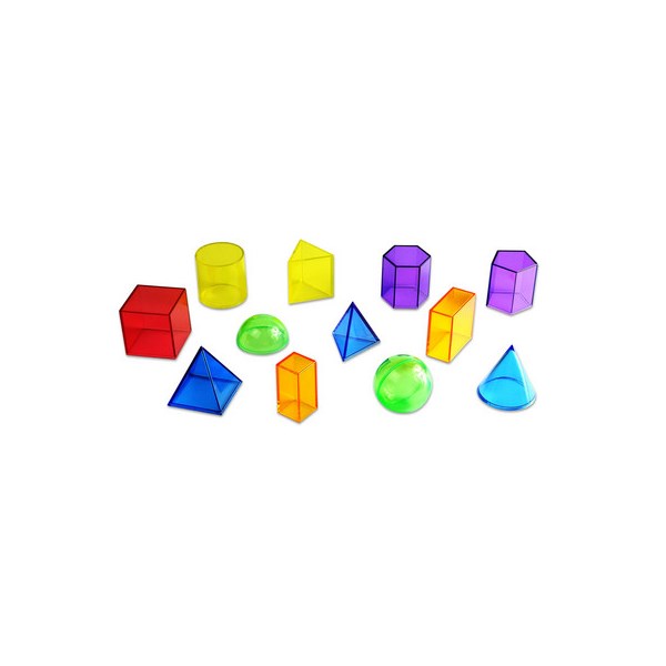 12 Geokörper, transparent in 6 Farben