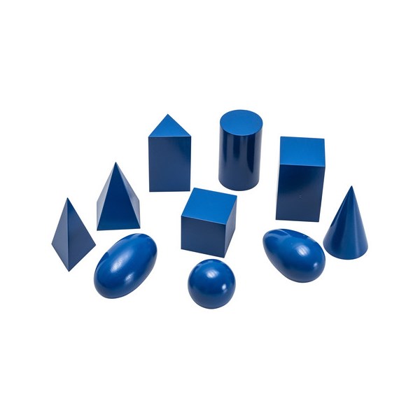 Geometrische Körper, blau lackiert, 10 Stück