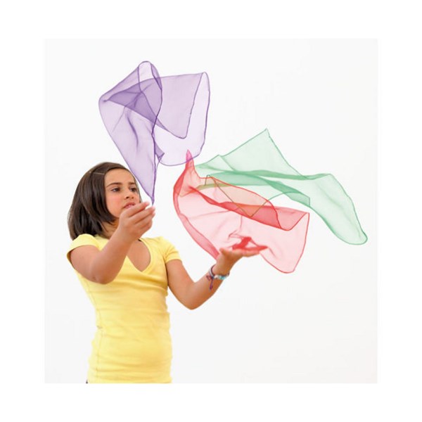 Satz mit 10 Jongliertüchern aus Chiffon 65 x 65