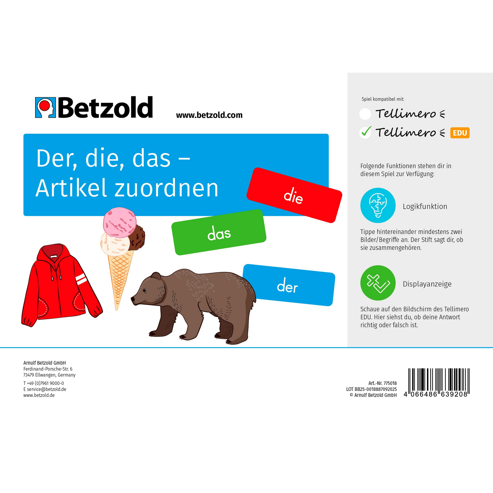 Tellimero EDU Lernkarten „Artikel zuordnen“